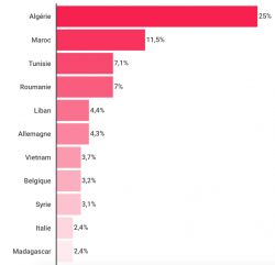 Origine des médecins nés à l'étranger, inscrits à l'Ordre